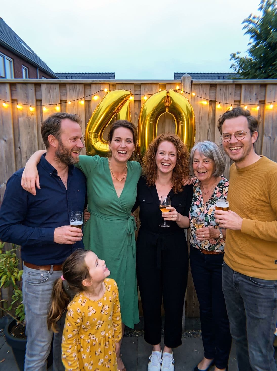 Groepsfoto voor de 40-ballonnen