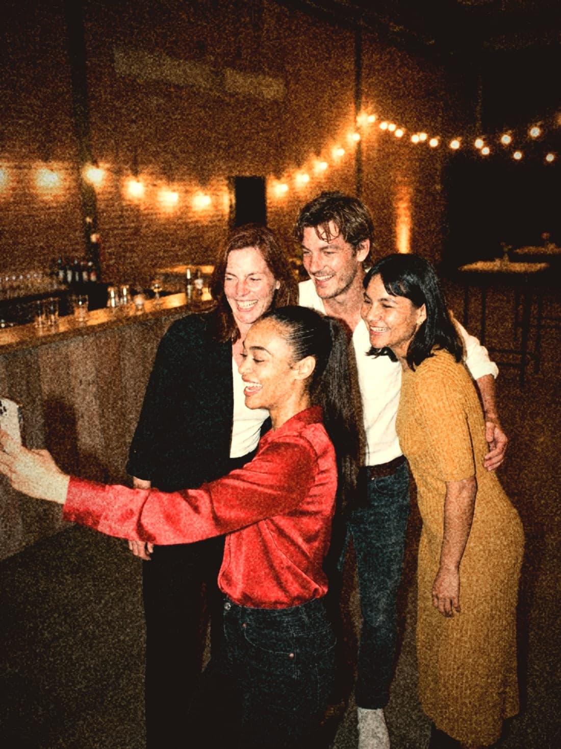 Groepsselfie op het personeelsfeest